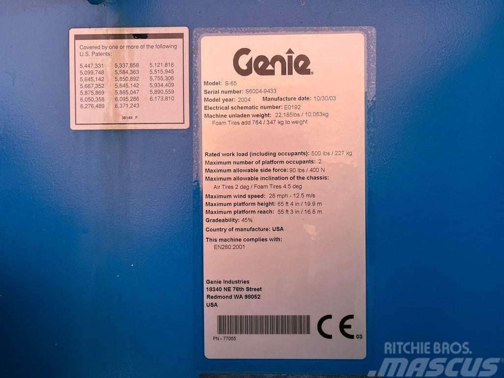 Genie S-65 LIFTING HEIGHT 19,9 m / RATED LOAD 227 kg Druga dvigala in dvižne ploščadi