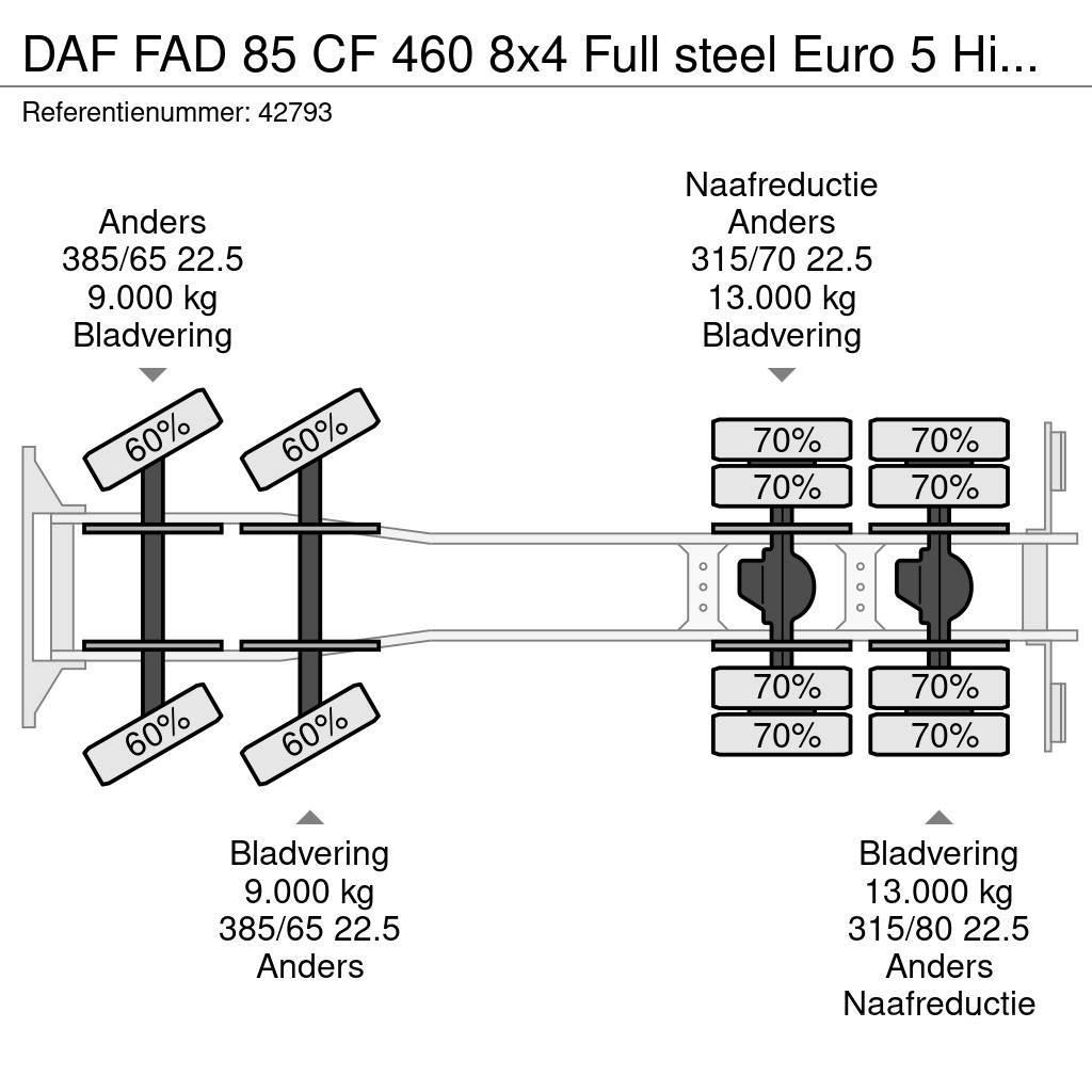 DAF FAD 85 CF 460 8x4 Full steel Euro 5 Hiab 20 Tonmet Kotalni prekucni tovornjaki