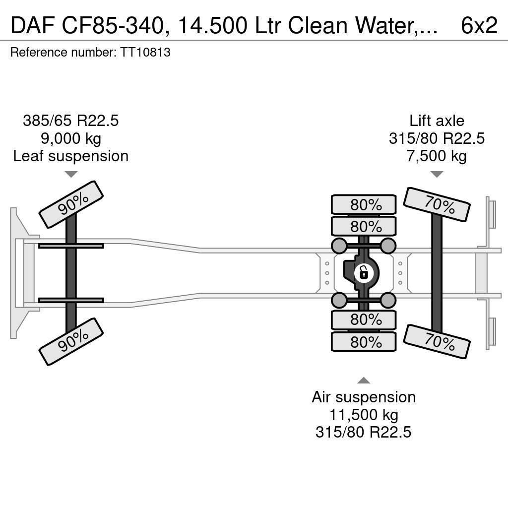 DAF CF85-340, 14.500 Ltr Clean Water, High-Pressure, E Tovornjaki cisterne