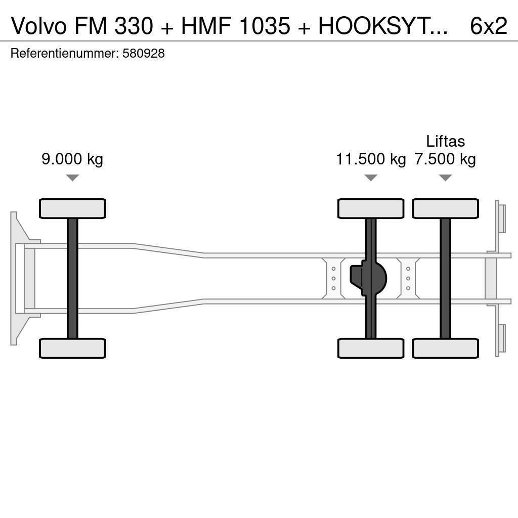 Volvo FM 330 + HMF 1035 + HOOKSYTEM HYVA + EURO 5 + 6X2 Kotalni prekucni tovornjaki