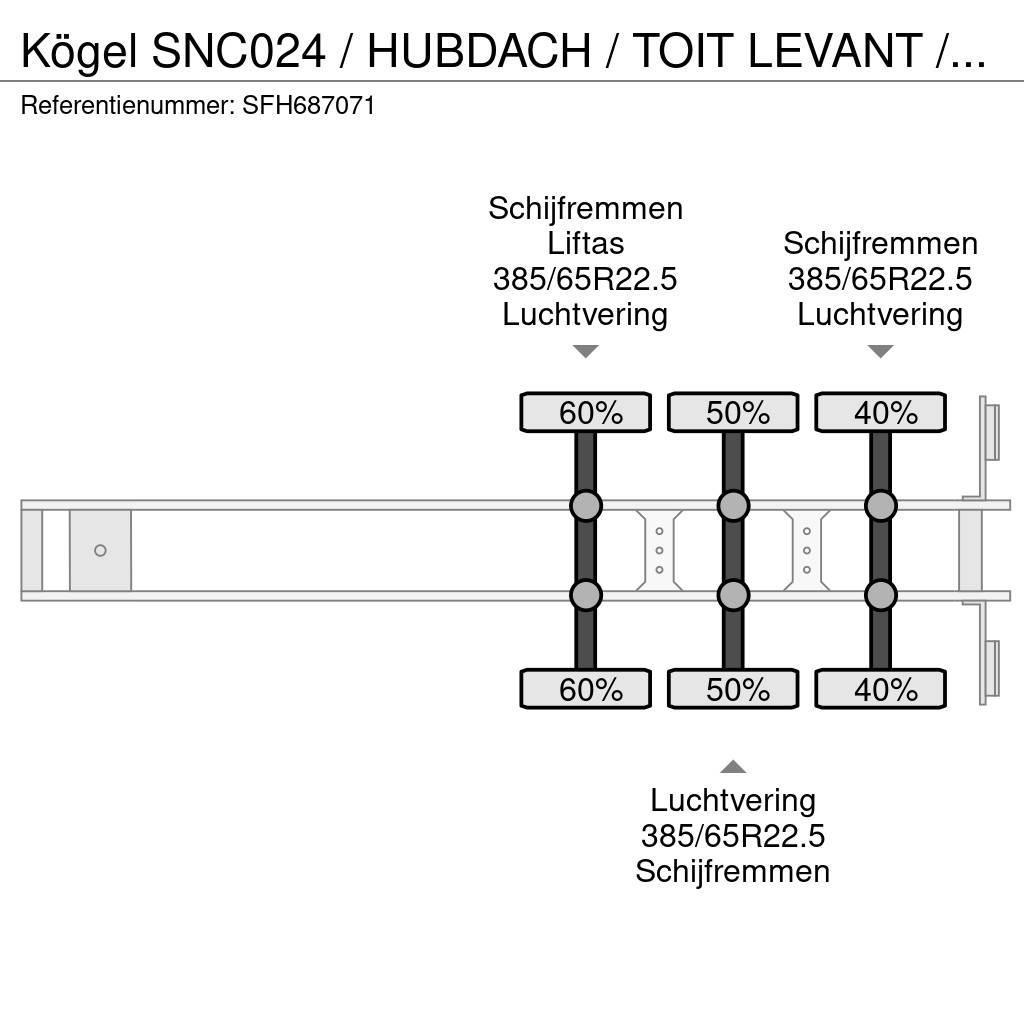 Kögel SNC024 / HUBDACH / TOIT LEVANT / HEFDAK / LIFTAS Polprikolice s ponjavo