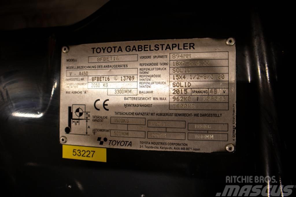 Toyota 8 FB ET 16, smidig 1,6 tons motviktstruck Električni viličarji