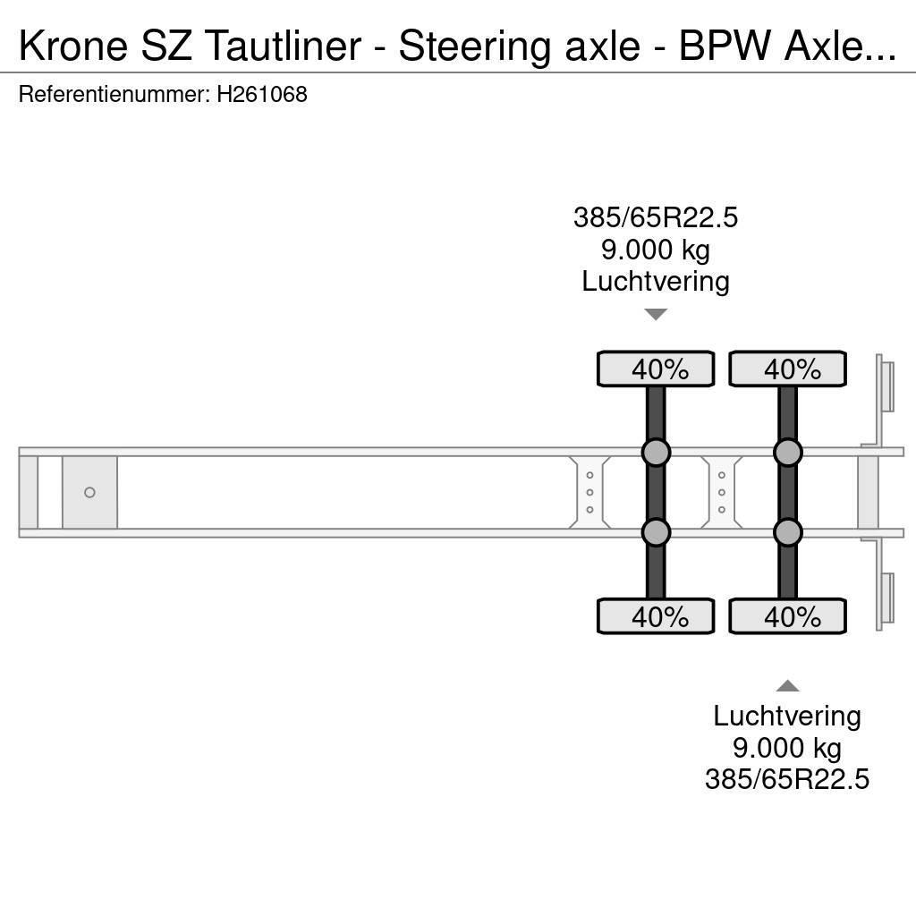 Krone SZ Tautliner - Steering axle - BPW Axle - Sliding Polprikolice s ponjavo