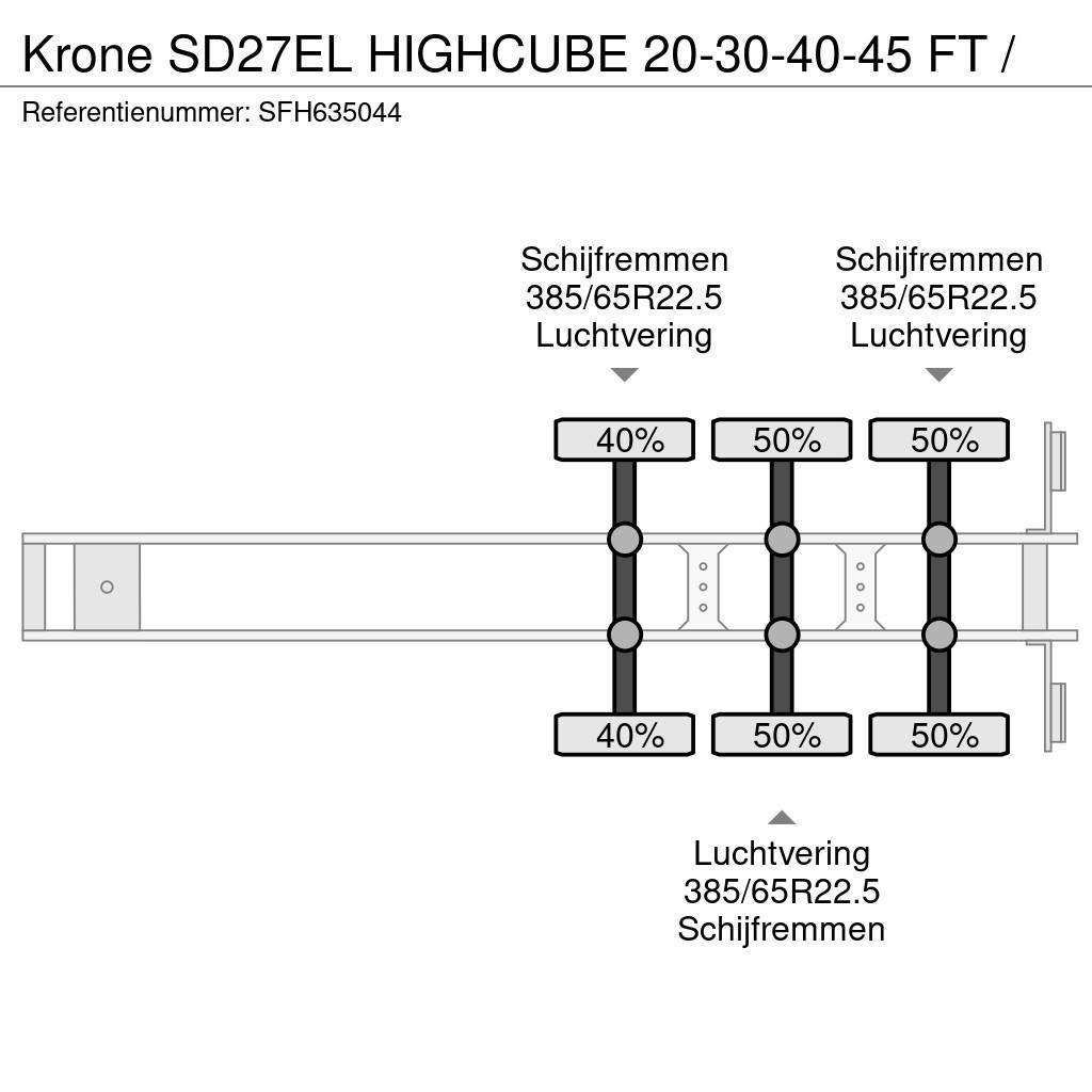 Krone SD27EL HIGHCUBE 20-30-40-45 FT / Kontejnerske polprikolice