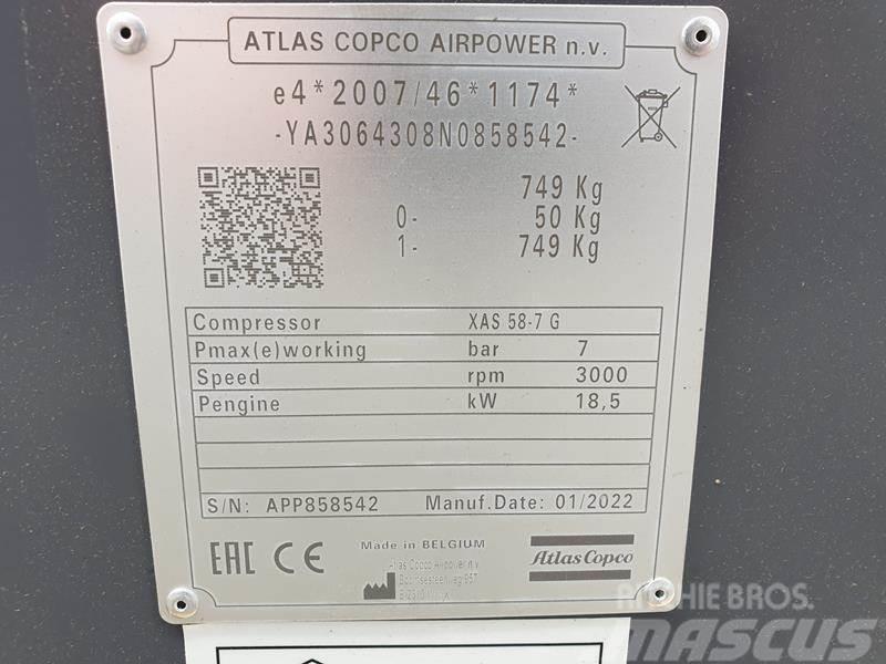 Atlas Copco XAS 58-7 G 6 WHEELS N.B. Kompresorji