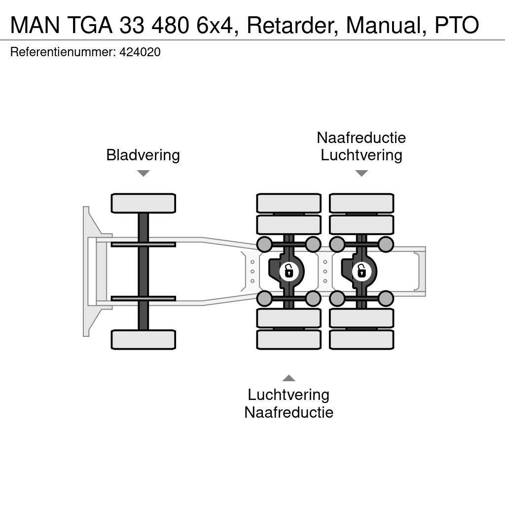 MAN TGA 33 480 6x4, Retarder, Manual, PTO Vlačilci