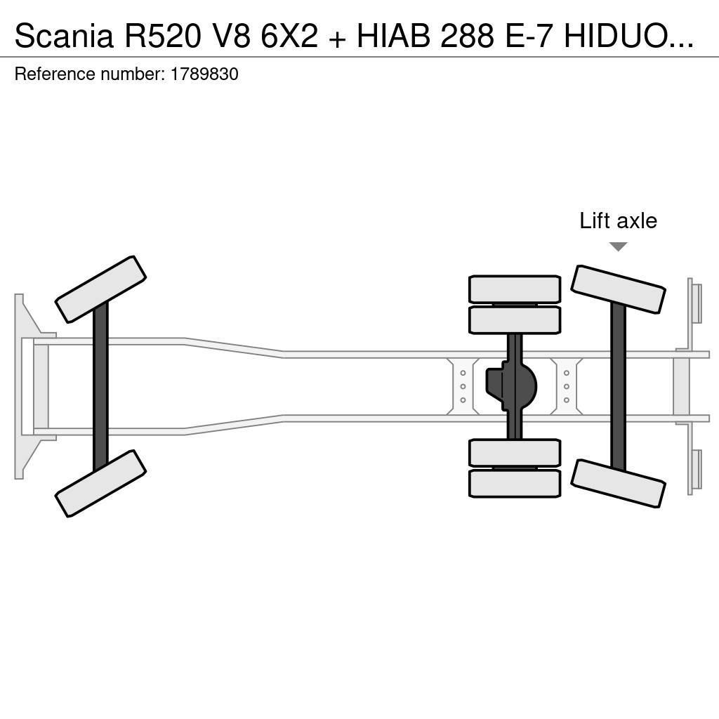 Scania R520 V8 6X2 + HIAB 288 E-7 HIDUO KRAAN/KRAN/CRANE/ Crane trucks