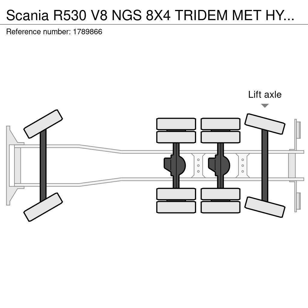 Scania R530 V8 NGS 8X4 TRIDEM MET HYVA 2Z KIPPER + HMF 50 Tovornjaki z žerjavom