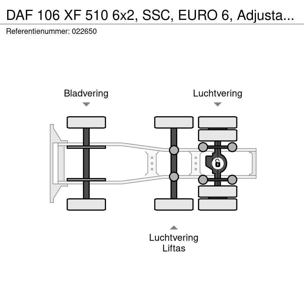 DAF 106 XF 510 6x2, SSC, EURO 6, Adjustable fifth whee Vlačilci