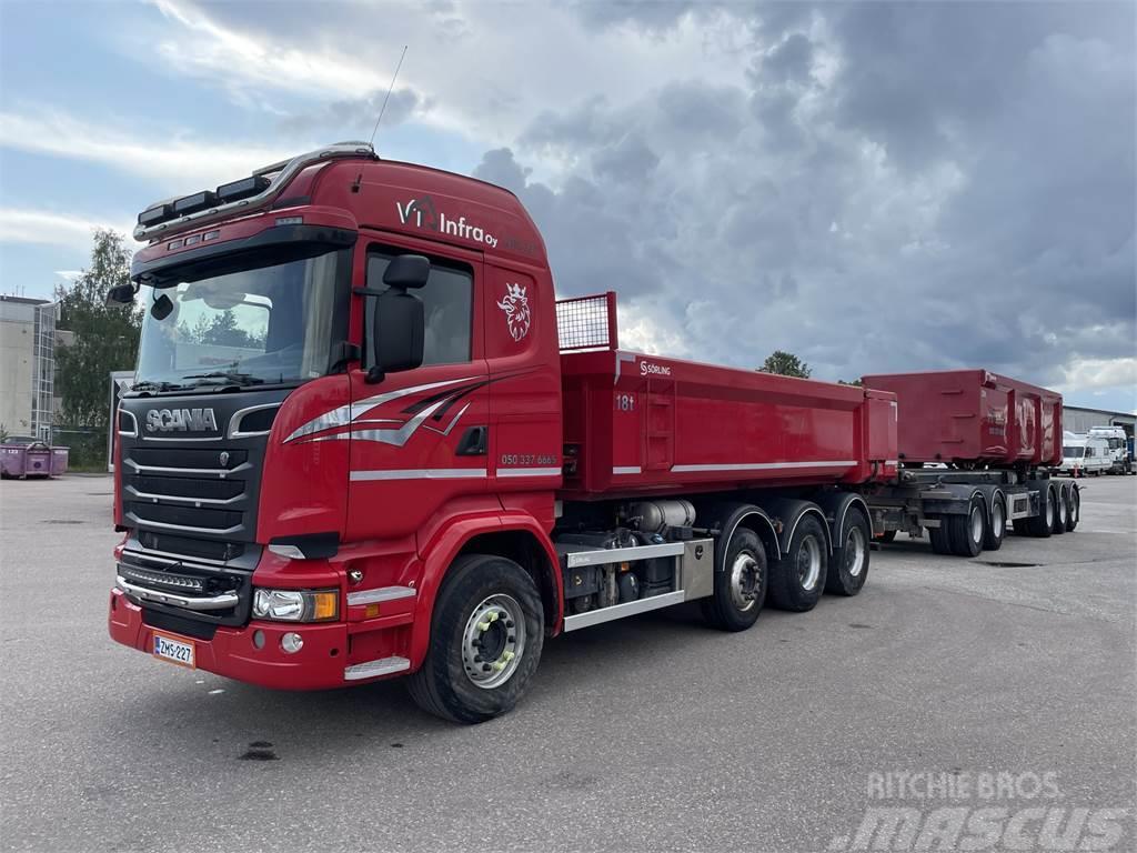 Scania R730 8x4, 76 tonninen automaattikas.yhdistelmä Kiper tovornjaki