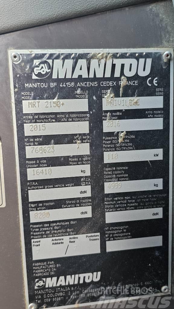 Manitou MRT 2150 Plus Privilege Teleskopski viličarji