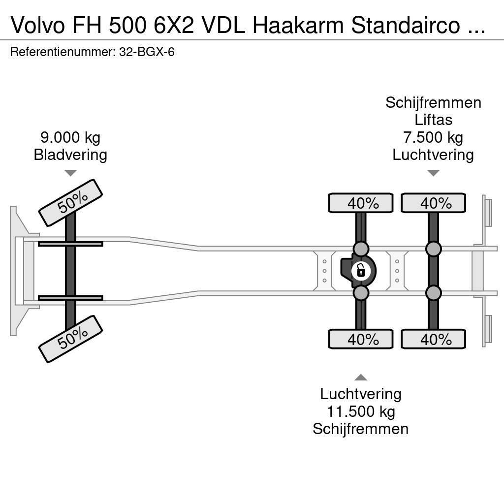 Volvo FH 500 6X2 VDL Haakarm Standairco 9T Vooras NL Tru Kotalni prekucni tovornjaki