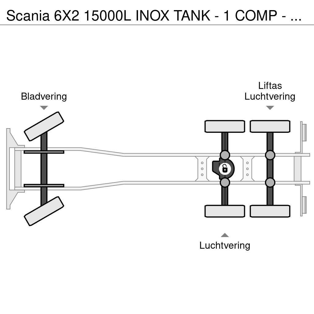 Scania 6X2 15000L INOX TANK - 1 COMP - RETARDER Tovornjaki cisterne