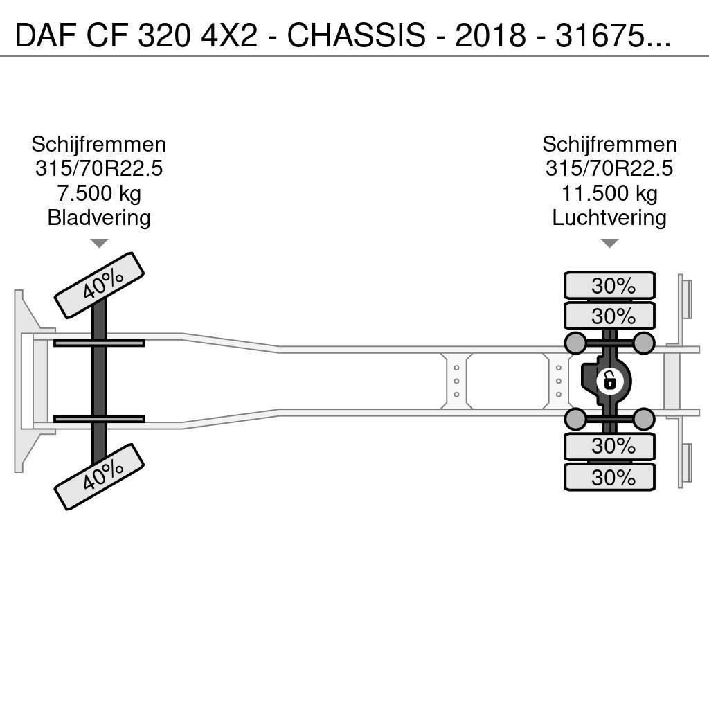 DAF CF 320 4X2 - CHASSIS - 2018 - 316750KM - LAADKLEP Tovornjaki-šasije
