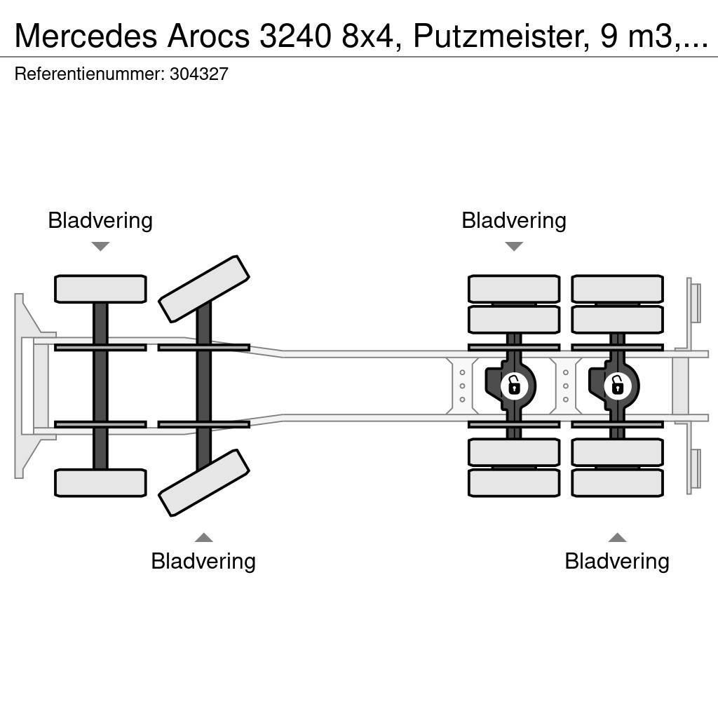 Mercedes-Benz Arocs 3240 8x4, Putzmeister, 9 m3, EURO 6 Avtomešalci za beton