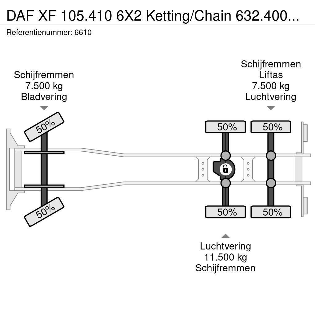 DAF XF 105.410 6X2 Ketting/Chain 632.400KM NL Truck Kotalni prekucni tovornjaki