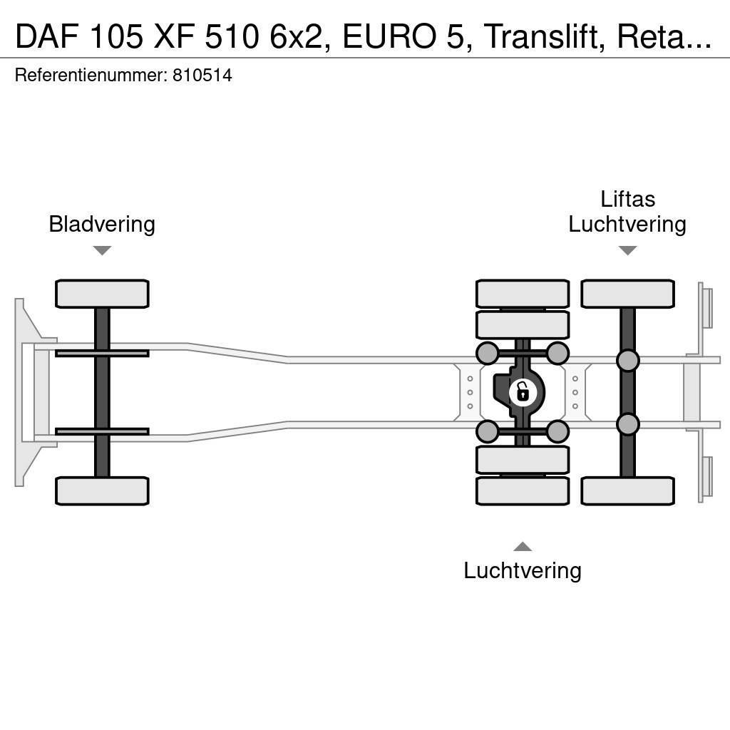 DAF 105 XF 510 6x2, EURO 5, Translift, Retarder, Manua Kotalni prekucni tovornjaki