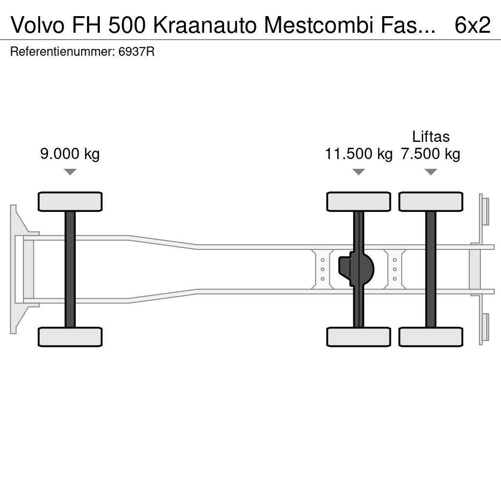 Volvo FH 500 Kraanauto Mestcombi Fassi Crane+Aanhanger 2 Tovornjaki s kesonom/platojem