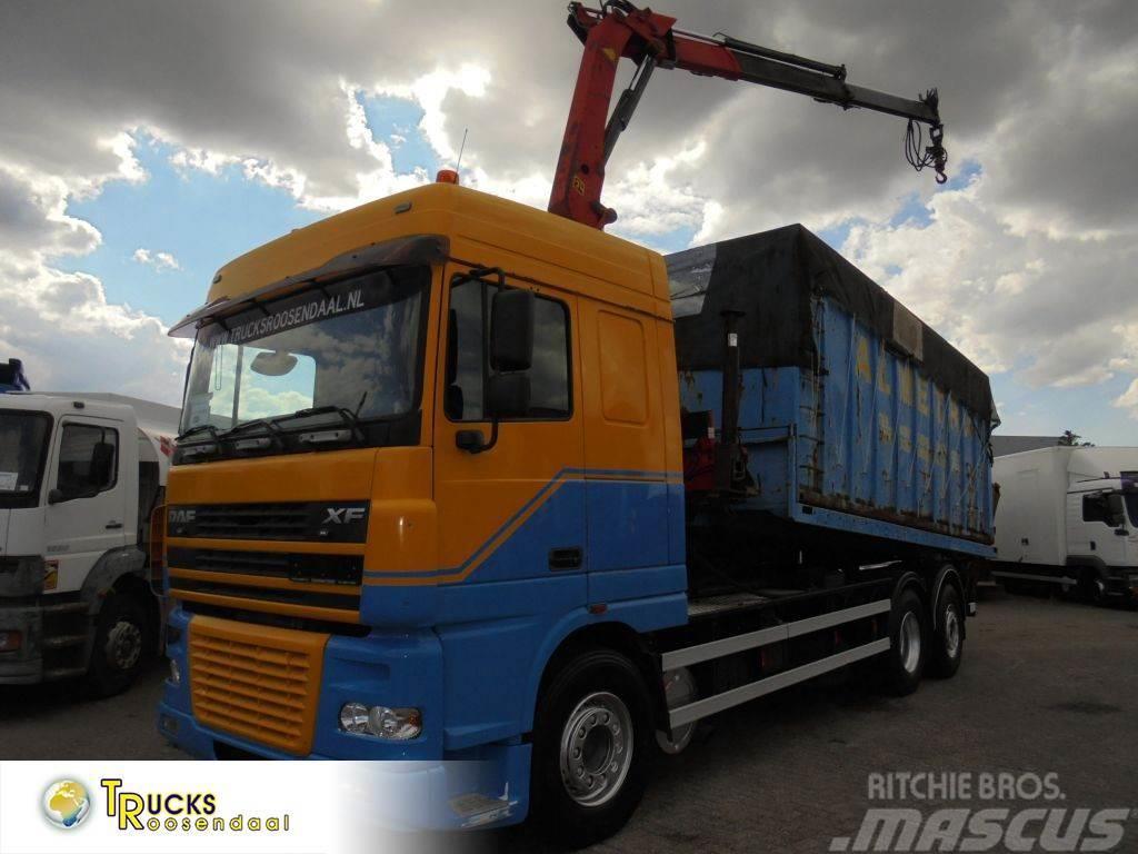 DAF XF 95.530 + hooksystem + crane palfinger 12.5 t/m+ Kotalni prekucni tovornjaki