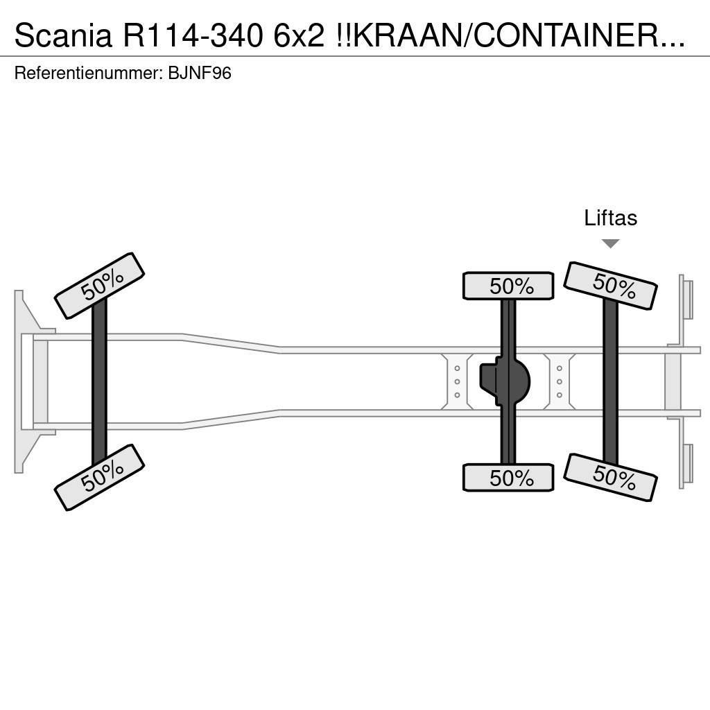 Scania R114-340 6x2 !!KRAAN/CONTAINER/KABEL!!MANUELL!! Kotalni prekucni tovornjaki