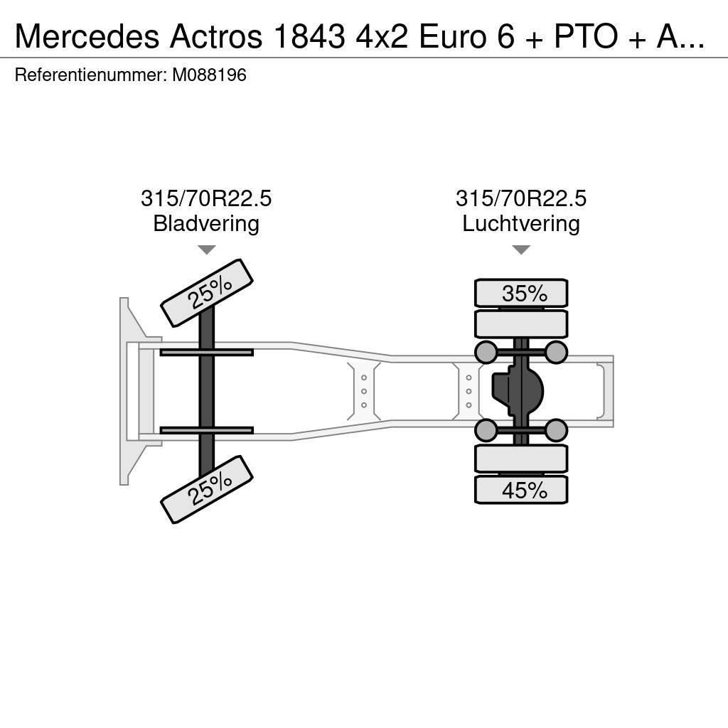 Mercedes-Benz Actros 1843 4x2 Euro 6 + PTO + ADR 11/10/23 Vlačilci