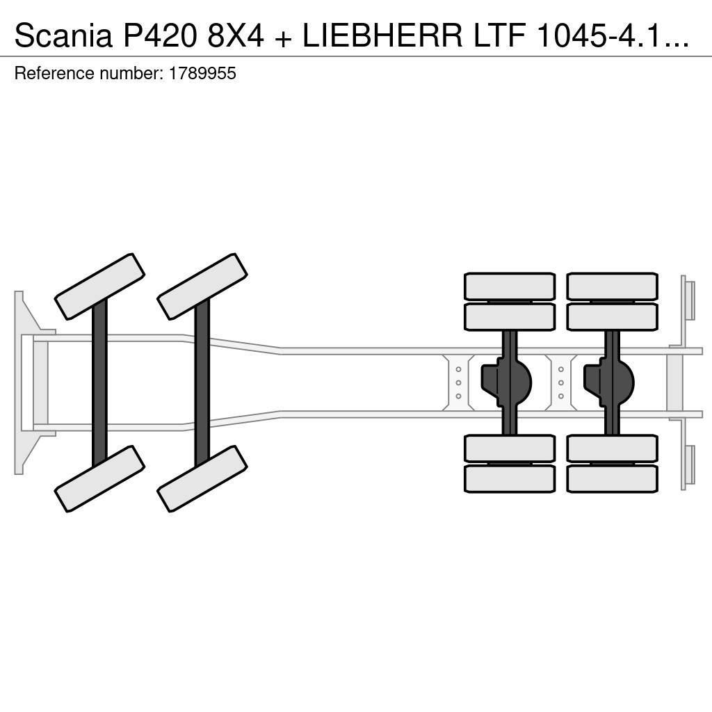 Scania P420 8X4 + LIEBHERR LTF 1045-4.1 KRAAN/KRAN/CRANE/ Tovornjaki z žerjavom