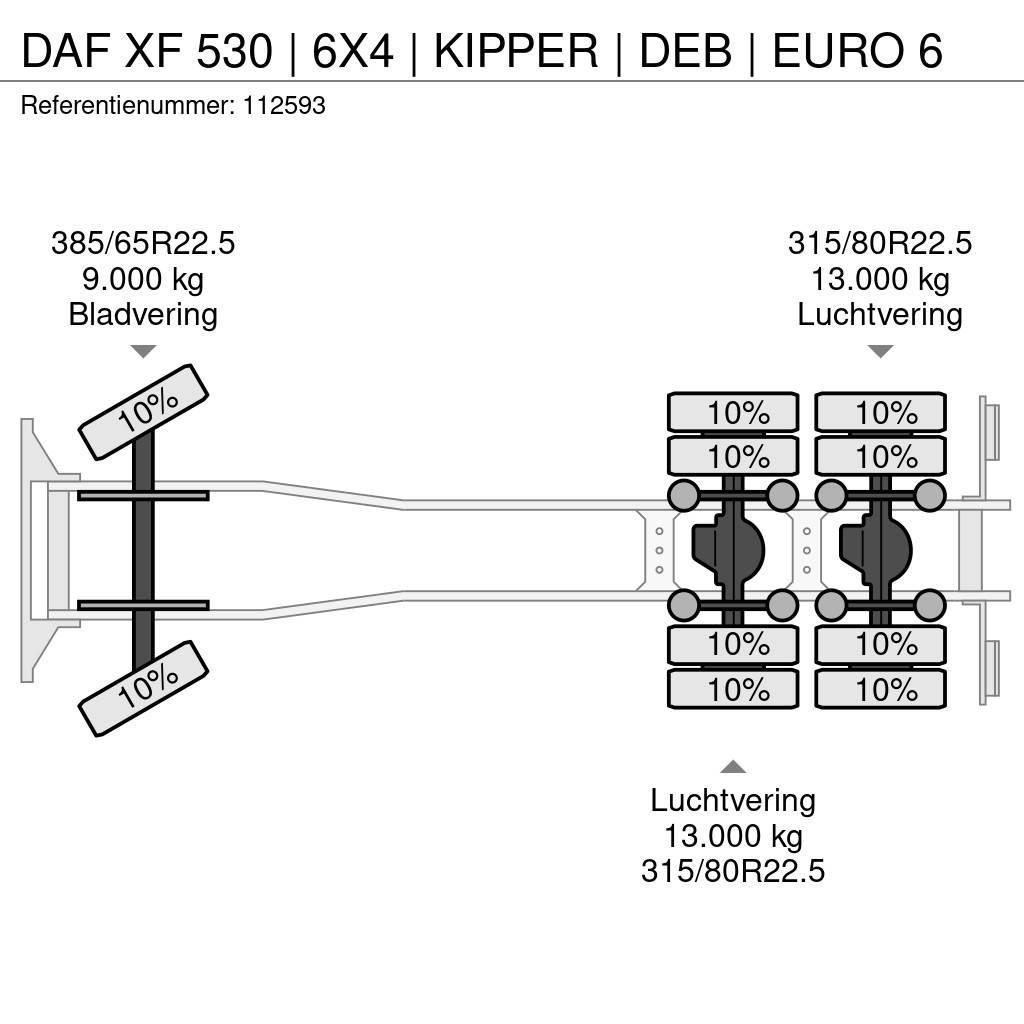 DAF XF 530 | 6X4 | KIPPER | DEB | EURO 6 Kiper tovornjaki
