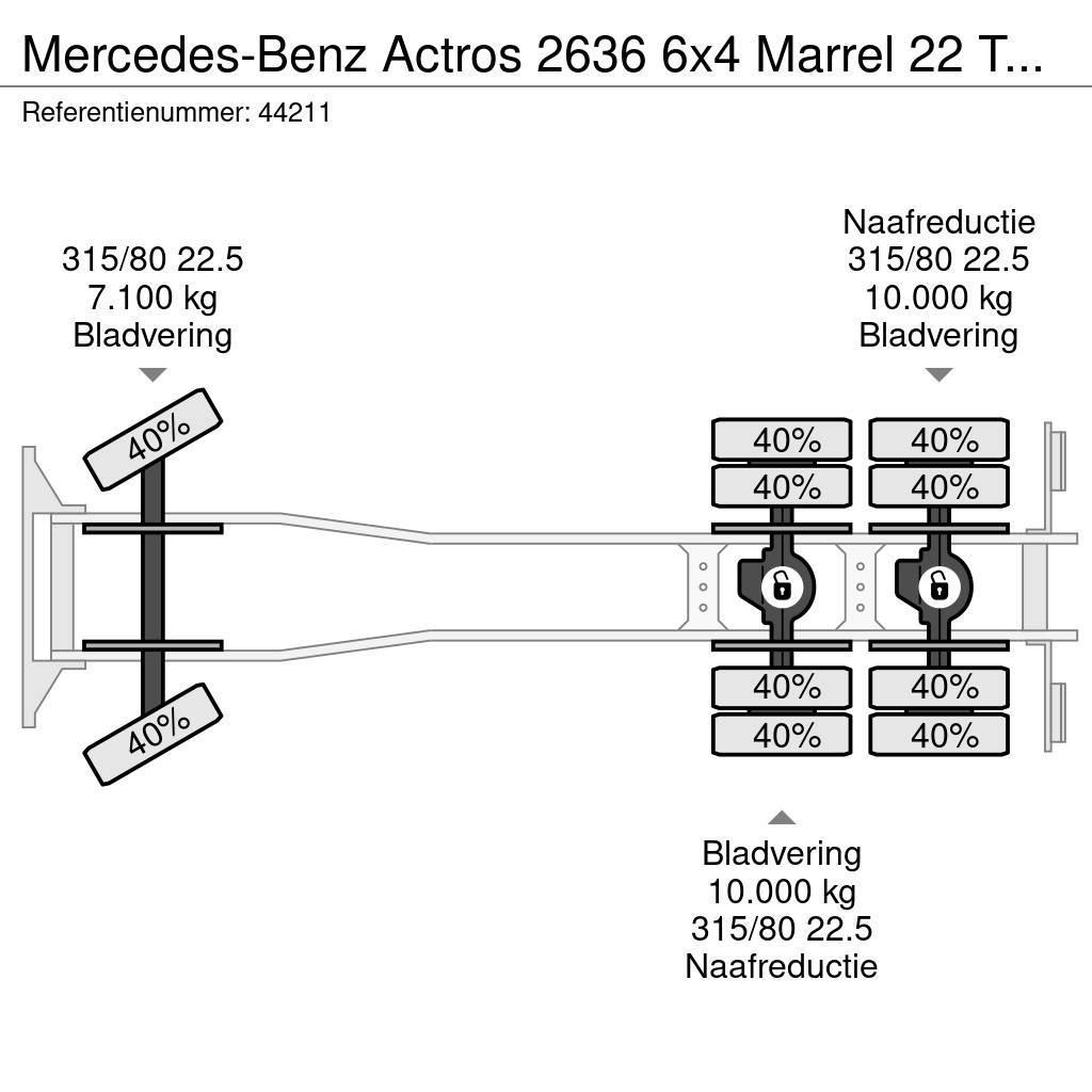 Mercedes-Benz Actros 2636 6x4 Marrel 22 Ton haakarmsysteem Manua Kotalni prekucni tovornjaki