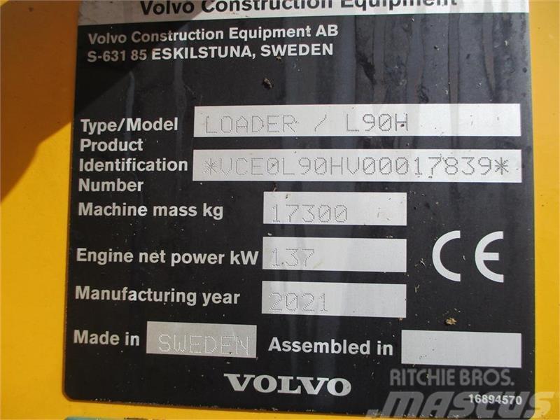 Volvo L 90 H Årg 9.2021, CDC, BSS, DK-Maskine med fuld V Kolesni nakladalci