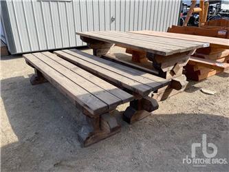  8 ft Log Picnic Table and 2 Benches