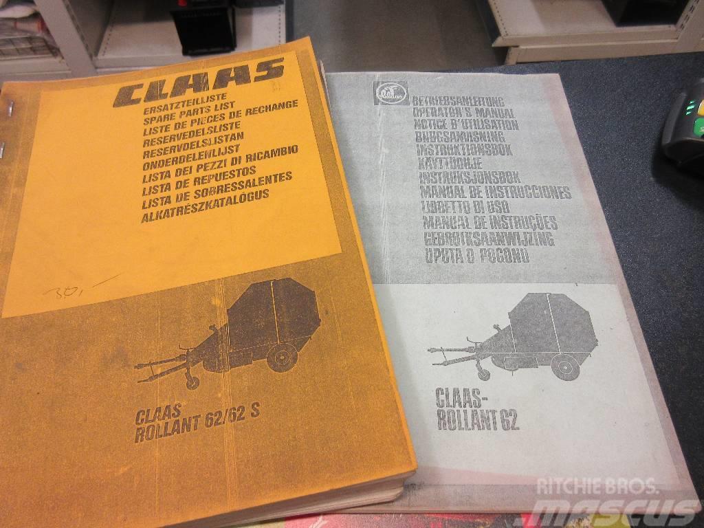CLAAS Rollant 62 manuals / ohjekirjat Balirke (okrogle bale)