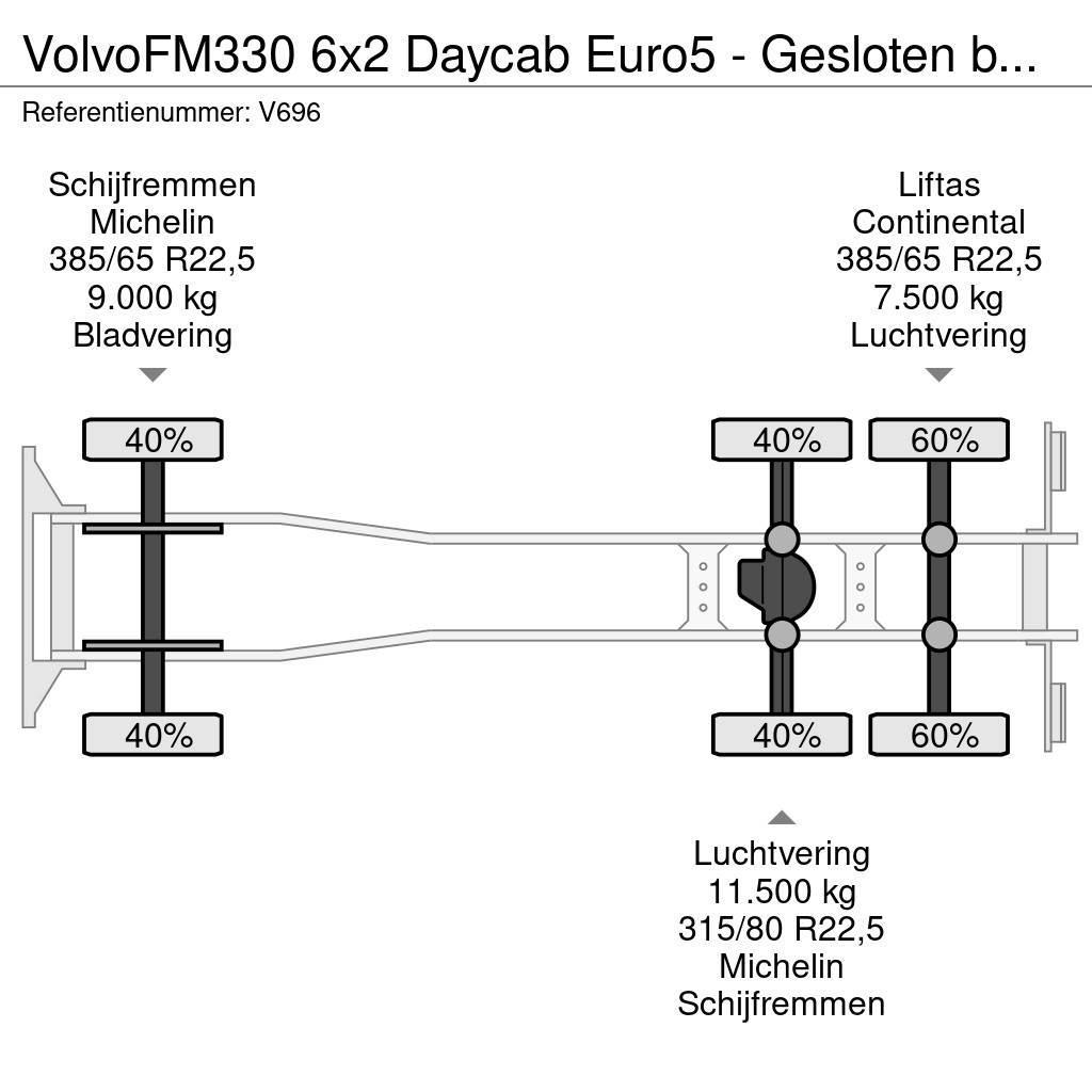 Volvo FM330 6x2 Daycab Euro5 - Gesloten bak 9M + Dhollan Tovornjaki zabojniki