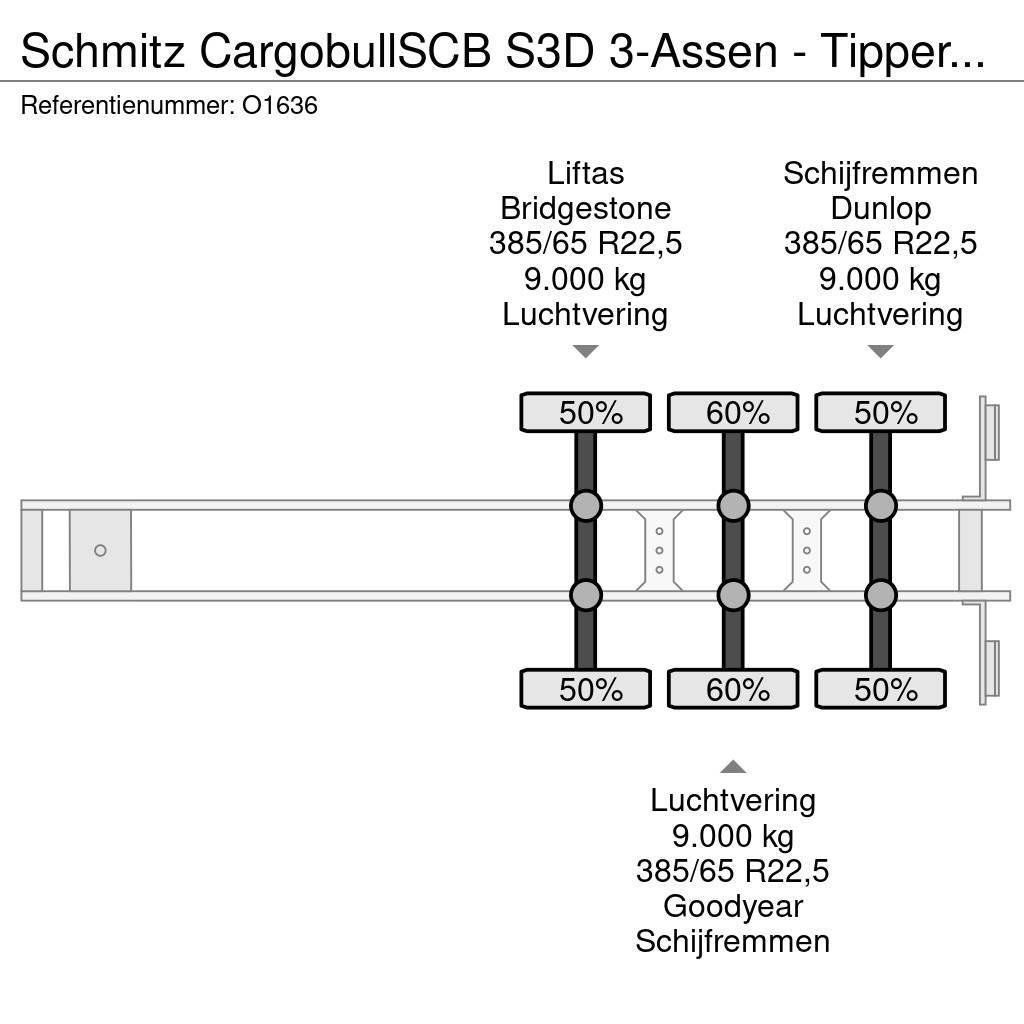 Schmitz Cargobull SCB S3D 3-Assen - Tipper 46m³ - Steel/Steel - Lift Polprikolice prekucniki - kiper