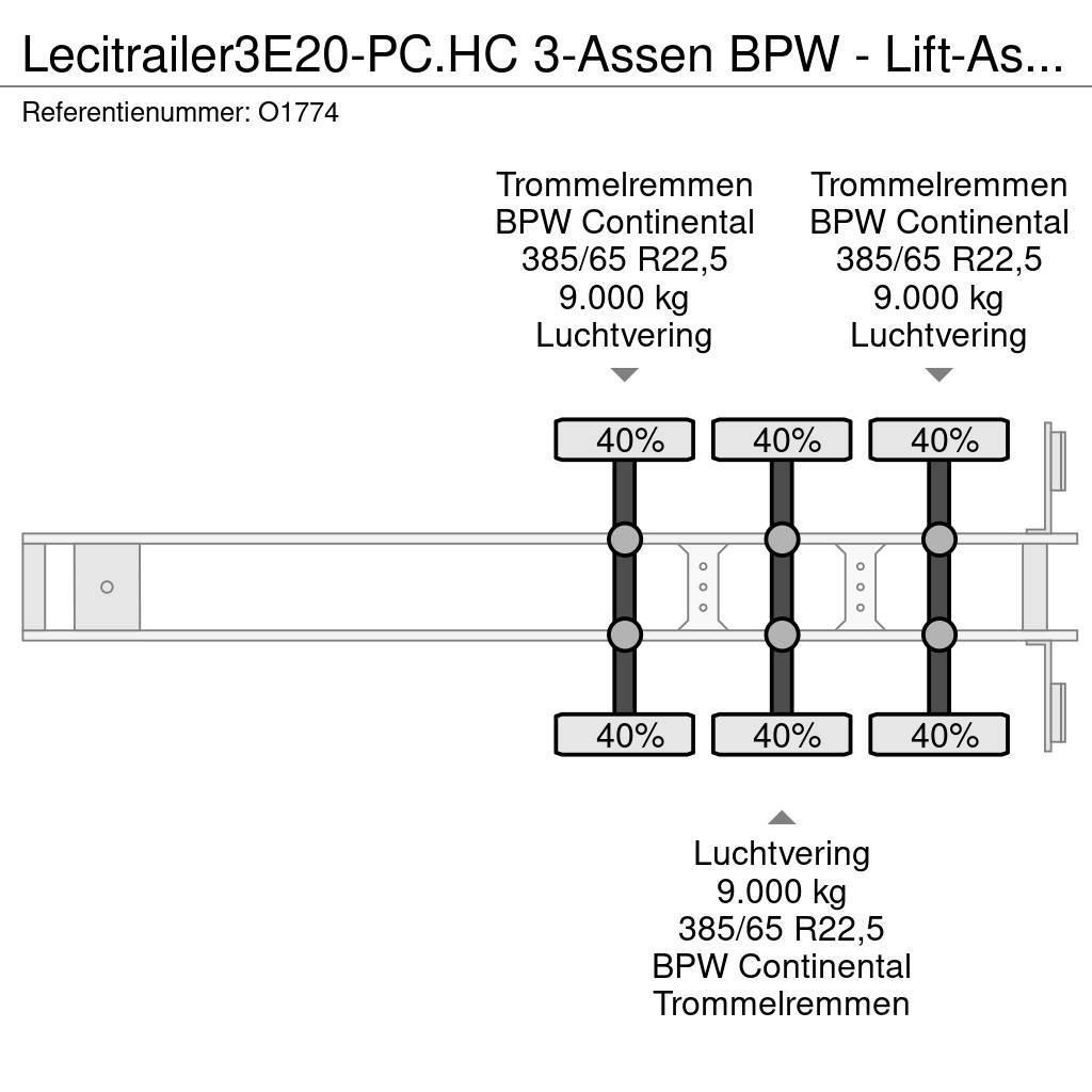 Lecitrailer 3E20-PC.HC 3-Assen BPW - Lift-As - 4800kg - 1x 20F Kontejnerske polprikolice