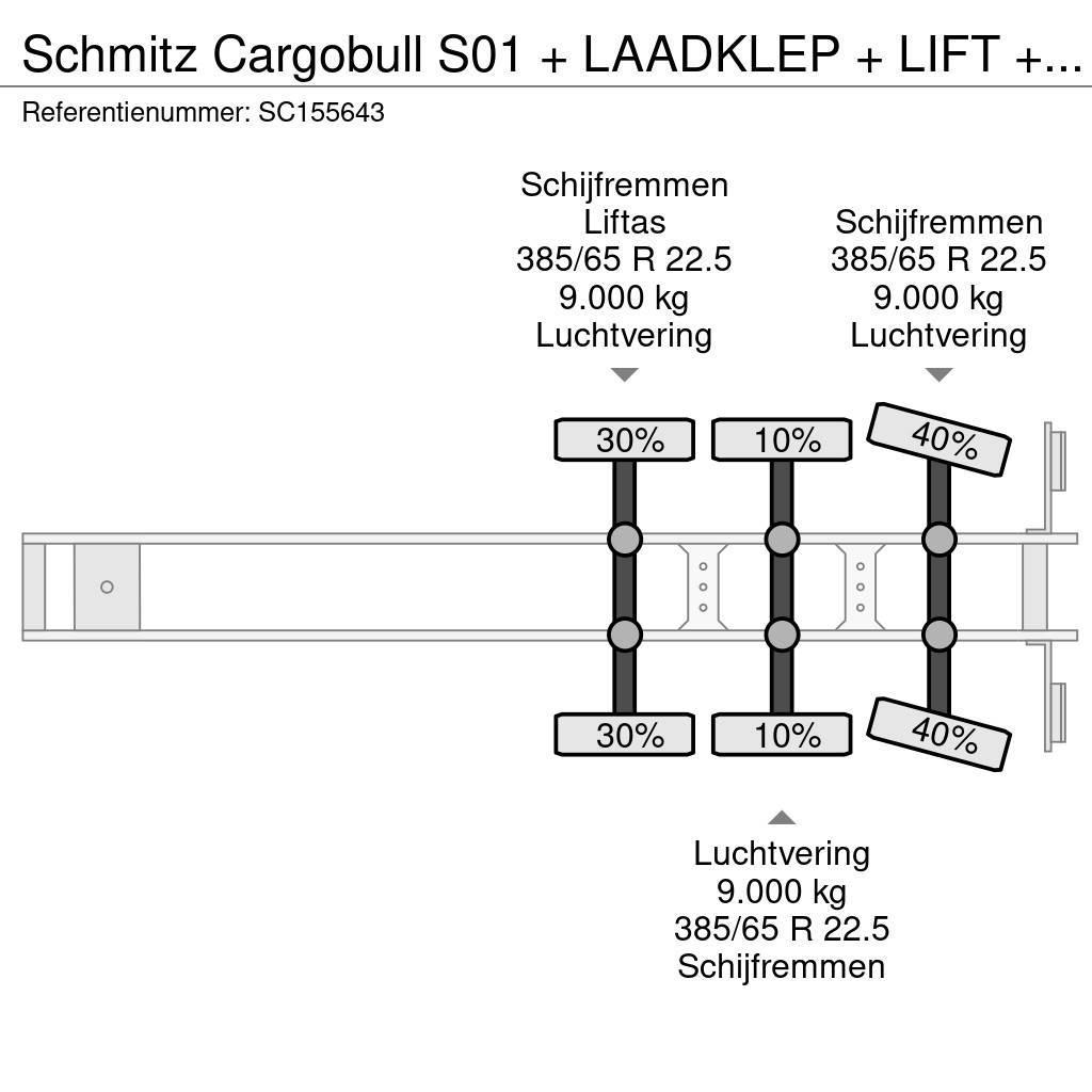 Schmitz Cargobull S01 + LAADKLEP + LIFT + STUURAS Polprikolice s ponjavo