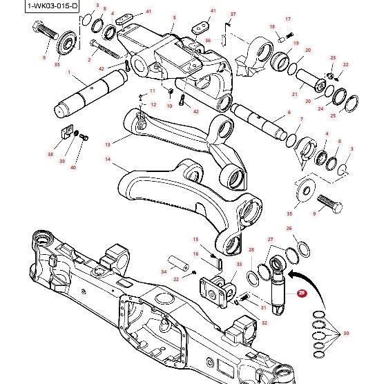 Massey Ferguson 8727 Front axle shock absorber cylinder 7700160101 Podvozje in vzmetenje