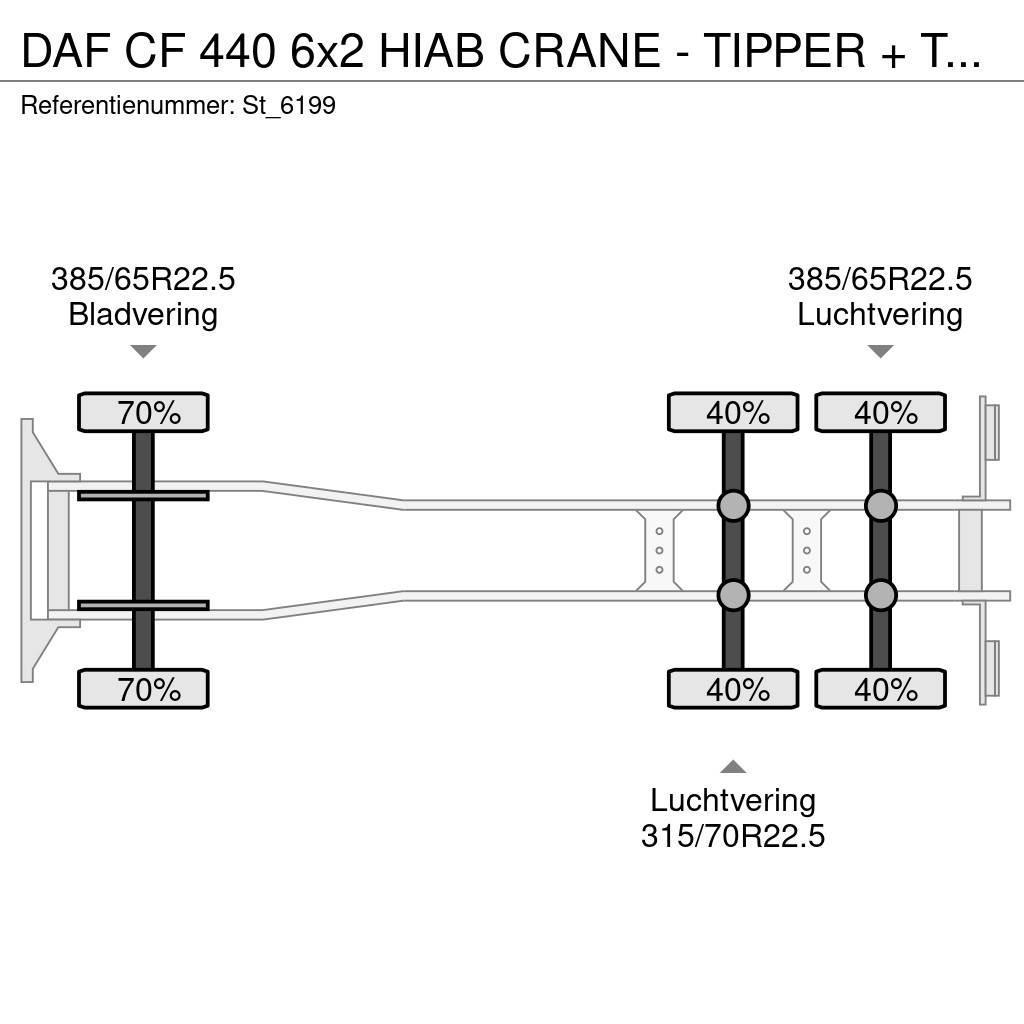 DAF CF 440 6x2 HIAB CRANE - TIPPER + TIPPER TRAILER Tovornjaki z žerjavom