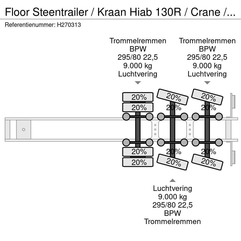 Floor Steentrailer / Kraan Hiab 130R / Crane / Grua Plato/keson polprikolice