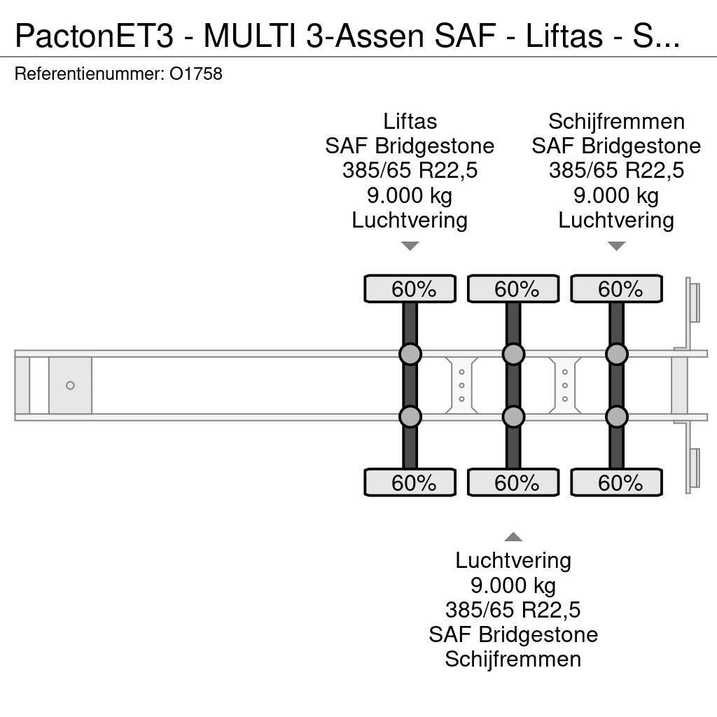 Pacton ET3 - MULTI 3-Assen SAF - Liftas - Schijfremmen - Kontejnerske polprikolice
