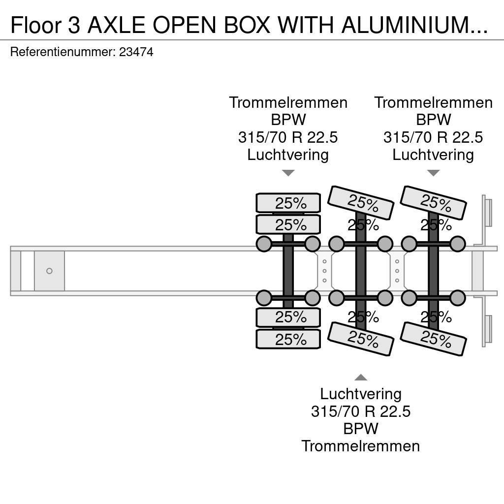 Floor 3 AXLE OPEN BOX WITH ALUMINIUM SIDE BOARDS Plato/keson polprikolice