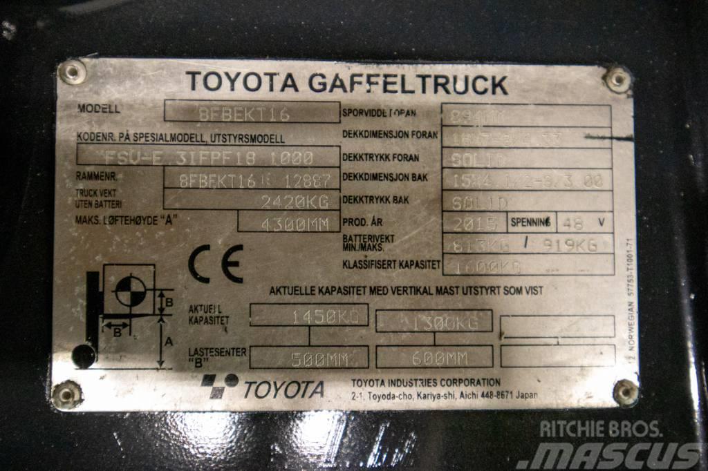 Toyota 8FBEKT16, välutrustad motviktstruck m nytt batteri Električni viličarji