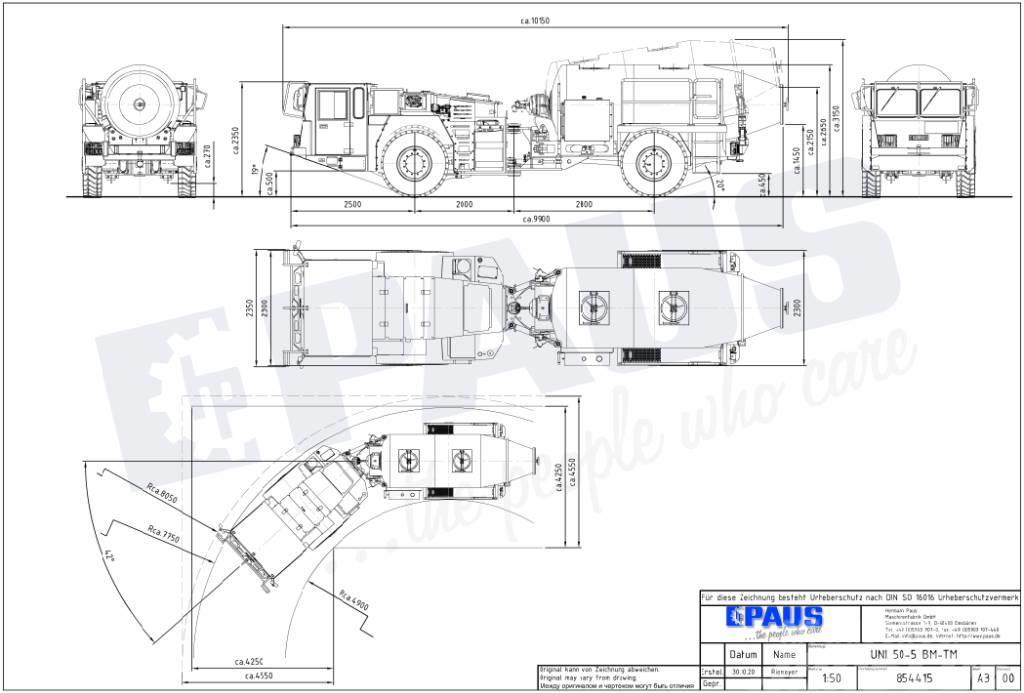 Paus UNI 50-5 BM-TM / Mining / concrete transport mixer Druga podzemna oprema