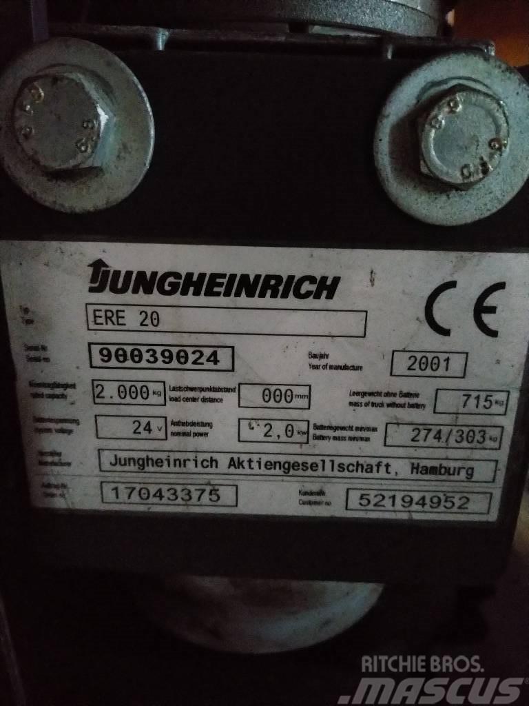 Jungheinrich ERE 20 meerij palletwagen Električni nizko dvižni viličar s stojiščem