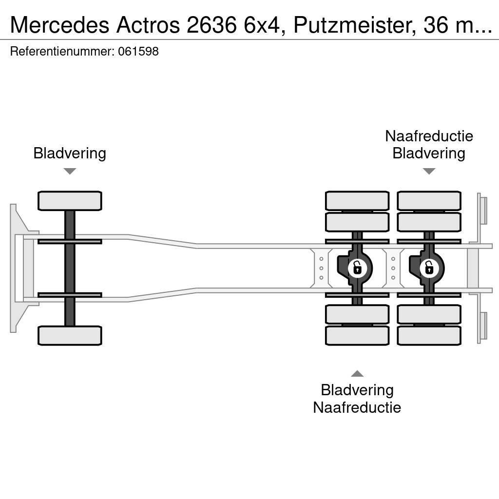 Mercedes-Benz Actros 2636 6x4, Putzmeister, 36 mtr, Remote, 3 pe Kamionske črpalke za beton