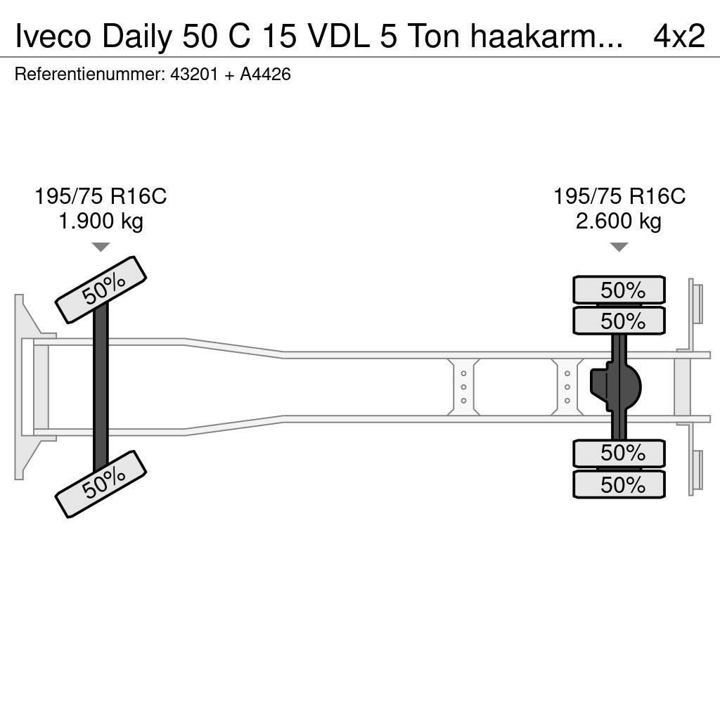 Iveco Daily 50 C 15 VDL 5 Ton haakarmsysteem + laadbak Kotalni prekucni tovornjaki