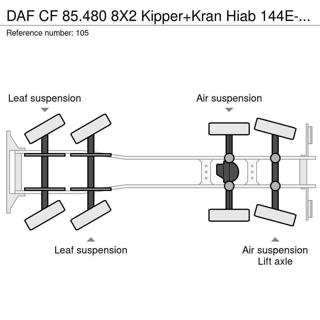 DAF CF 85.480 8X2 Kipper+Kran Hiab 144E-3 PRO Tovornjaki z žerjavom