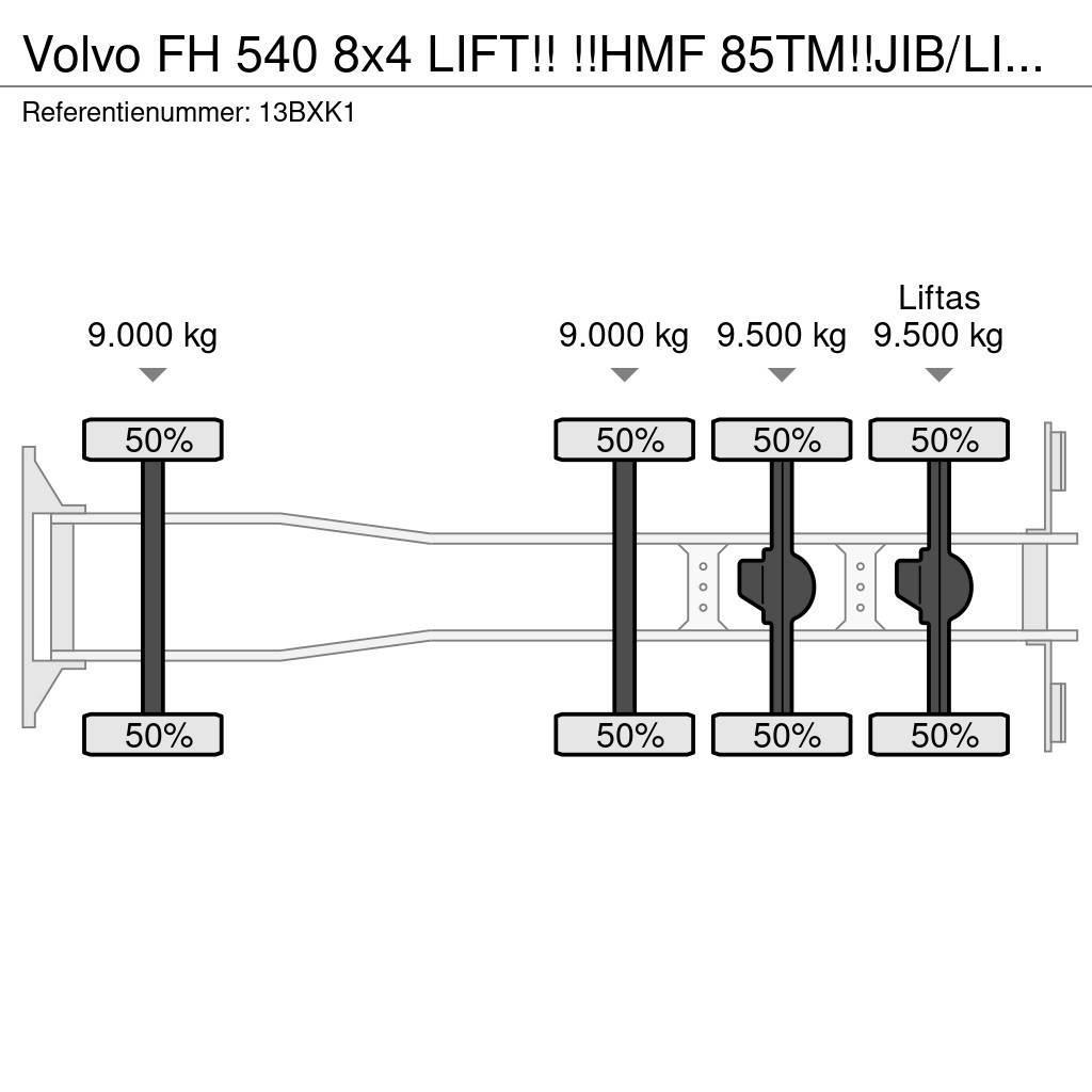 Volvo FH 540 8x4 LIFT!! !!HMF 85TM!!JIB/LIER/WINCH!!2018 Rabljeni žerjavi za vsak teren