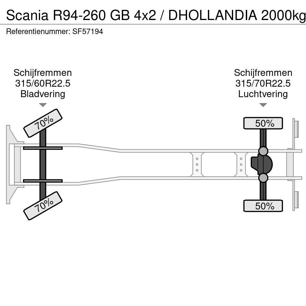 Scania R94-260 GB 4x2 / DHOLLANDIA 2000kg Tovornjaki s ponjavo