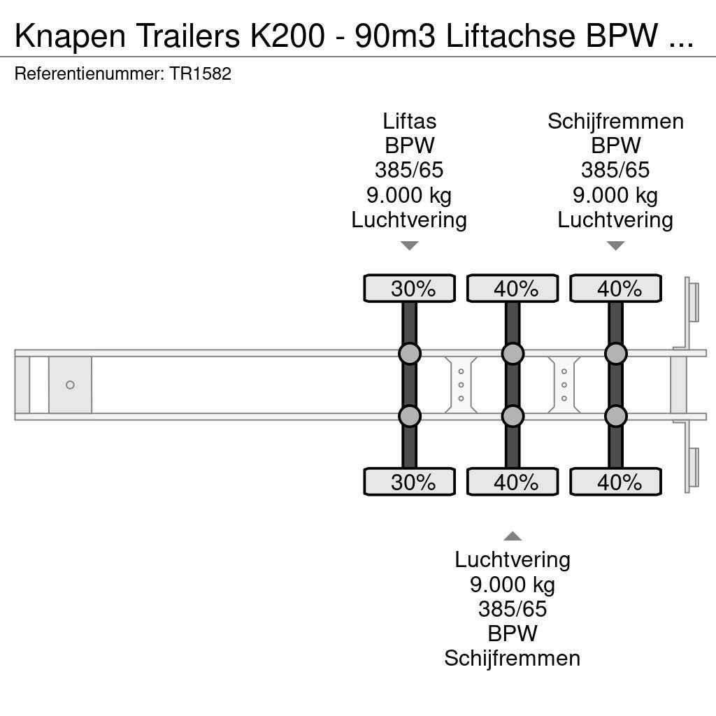Knapen Trailers K200 - 90m3 Liftachse BPW Alcoa Floor 10m Tovorne pohodne polprikolice
