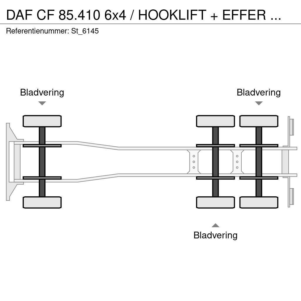 DAF CF 85.410 6x4 / HOOKLIFT + EFFER CRANE Tovornjaki z žerjavom